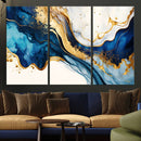 Blue Gold Flow Wall Art Canvas Print – Framed Marble Design by MyGreatCanvas | Canvas Wall Art Prints | Photo Prints & Wall Decor