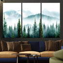 Pine Forest Wall Art Canvas Print – Misty Mountains Foggy