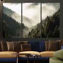 Misty Valley Wall Art Canvas Print – Foggy Forest Pine Trees