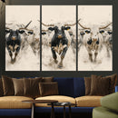Texas Longhorn Wall Art – Framed Cattle Walking Canvas by MyGreatCanvas | Canvas Wall Art Prints | Photo Prints & Wall Decor