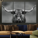 Texas Longhorn Wall Art Canvas Print – Framed Western Bull