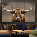 Texas Longhorn Wall Art Canvas Print – Brown Bull Rustic