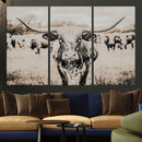 Texas Longhorn Wall Art Canvas Print – Framed Speckled Bull