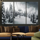 Snowy Pines Wall Art Canvas Print – Framed Ski Lift Winter