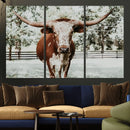 Texas Longhorn Wall Art Canvas Print – Framed Spotted Bull