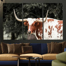 Texas Longhorn Wall Art Canvas Print – Framed Spotted Bull