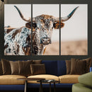 Texas Longhorn Wall Art – Framed Speckled Cow Canvas by MyGreatCanvas | Canvas Wall Art Prints | Photo Prints & Wall Decor