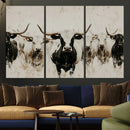 Longhorn Cattle Wall Art Canvas Print – Framed Bison Herd