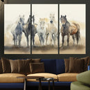 Wild Horses Wall Art Canvas Print, Framed Running Horses Art