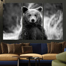 Grizzly Bear Wall Art Canvas Print – Framed Black White