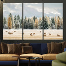 Elk Herd Wall Art – Framed Snowy Forest Canvas Artwork, by MyGreatCanvas | Canvas Wall Art Prints | Photo Prints & Wall Decor