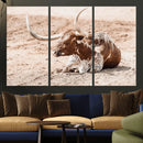 Texas Longhorn Wall Art Canvas Print – Framed Resting Bull by MyGreatCanvas | Canvas Wall Art Prints | Photo Prints & Wall Decor