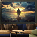 Jesus Walks Wall Art Canvas Print Framed Divine Sunset Art