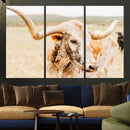 Texas Longhorn Wall Art Canvas Print – Framed Speckled Cow
