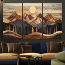 Wood Mountain Wall Art Canvas Print – Framed Boho Abstract