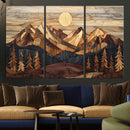 Wood Mountain Landscape Wall Art Canvas Print – Framed