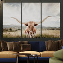 Texas Longhorn Wall Art Canvas Print – Framed Western Cow