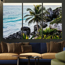 Tropical Coastline Wall Art Canvas Print – Framed Palm Tree