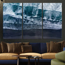 Black Beach Wall Art Canvas Print – Framed Aerial Ocean View