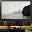 Jumping Wall Art Canvas Print – Framed Coastal Ocean Scene