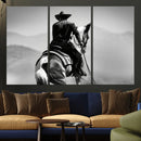 Western Wall Art Canvas Print – Framed Cowboy and Horse