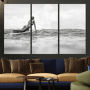 Black and White Surfing Wall Art Canvas Print – Framed Ocean by MyGreatCanvas | Canvas Wall Art Prints | Photo Prints & Wall Decor