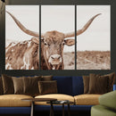 Longhorn Cow Wall Art Canvas Print – Framed Texas Ranch