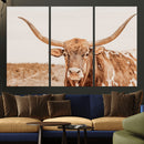 Longhorn Bull Wall Art Canvas Print – Framed Western Cow