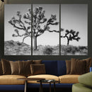 Joshua Tree Wall Art Canvas Print – Framed Monochrome Desert