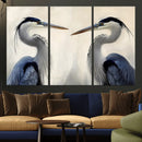 Blue Heron Pair Wall Art Canvas Print – Framed Coastal Bird