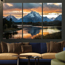 Mountain Sunset Wall Art Canvas Print – Framed Alpine