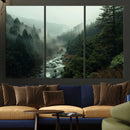 Misty Forest Wall Art Canvas Print – Framed Foggy River