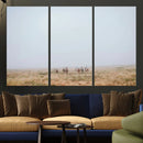 Foggy Plains Wall Art Canvas Print – Framed Horseback Riders