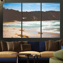 Tranquil Beach Scene Wall Art Canvas Print – Framed Blue