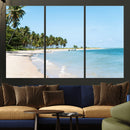 Palm Tree Coast Wall Art Canvas Print – Framed Island Getaway with Crystal Blue Water Scenic Artwork for Home, Office by MyGreatCanvas | Canvas Wall Art Prints | Photo Prints & Wall Decor