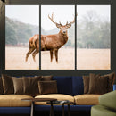 Vintage Wildlife Wall Art Canvas Print – Misty Landscape