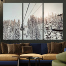 Frosty Pines Wall Art Canvas Print – Framed Cozy Cabin Ski