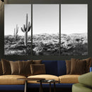 Saguaro Cactus Wall Art Canvas Print – Framed Monochrome