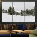 Frosty Pines Wall Art Canvas Print – Framed Silent Snowfall