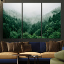 Misty Green Forest Canvas Print – Framed Serene Foggy Pine