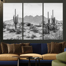Black White Arizona Desert Canvas Wall Art Cactus Farmhouse