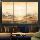 Sepia Color Abstract Mountain Wall Art Canvas Print