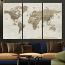 Detailed World Map Wall Art Canvas Print by MyGreatCanvas | Canvas Wall Art Prints | Photo Prints & Wall Decor