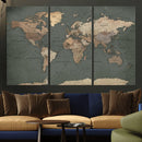 Rustic Black and Wood World Map Canvas Wall Art – Framed by MyGreatCanvas | Canvas Wall Art Prints | Photo Prints & Wall Decor