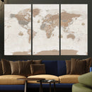 Framed Large World Map Canvas Print for Office Decor by MyGreatCanvas | Canvas Wall Art Prints | Photo Prints & Wall Decor