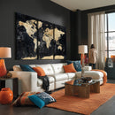 Framed Large World Map Wall Art Canvas Print for Living Room