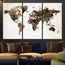 Watercolor World Map Print - Large Wall Art Canvas Print for