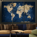 World Map Canvas Print – Framed Travel Map Wall Art for