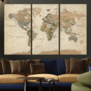 Framed World Map Wall Art for Home and Office Decor