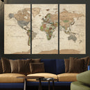 Framed World Map Wall Art for Home and Office Decor